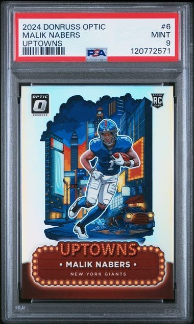 Uptowns Malik Nabers #6 (RC) Uptowns - 2024 Panini Donruss Optic NY Giants PSA 9