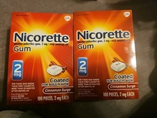 2x Nicorette Nicotine Gum Cinnamon Surge 2mg 100ct Stop Smoking Aid 10/26  1/27