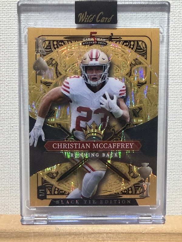 2026 Wild Card Stacked Deck Black Tie Rare Gold Christian McCaffrey 49ers 1/1