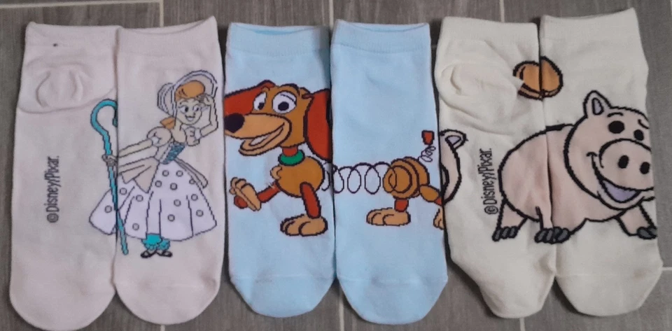 3 x Disney Pixar TOY STORY Ladies Trainer Liner No Show Socks UK Size 6-8  - Image 2 of 2