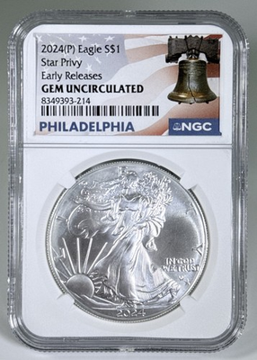 #ad #ad 2024 P $1 Silver Eagle Star Privy Release NGC GEM Uncirculated Early Releases $124.00