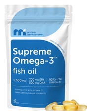 Micro Ingredients Supreme Omega-3 Fish Oil Softgels, High EPA DHA  Vitamin D, 6
