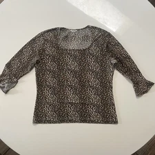 Vintage Zenobia Shirt Extra Large Cheetah Print Hippie Flare ¾ Sleeve Top