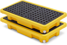 2 Pcs 2 Drum Spill Containment Pallet With Drain Outlet, 26”x14 X 4.7 Tray 