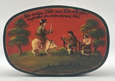 Vintage Spanschachtel Studenten Sau Ritt Reiter Auf Schwein Handbemalt signiert