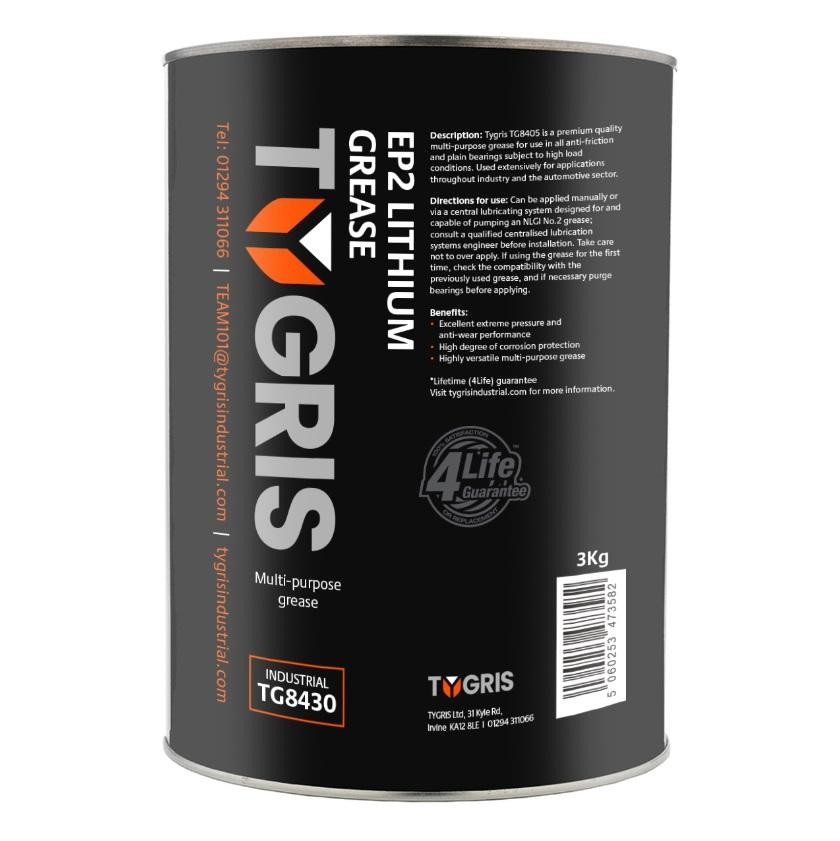 TG8430 Lithium EP2 Grease 3kg (Box of 4) - Brand TYGRIS