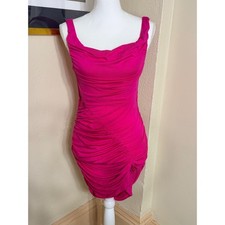 Free People FP Beach Hot Pink Ruched Cowl Neck Mini Bodycon Dress Small S