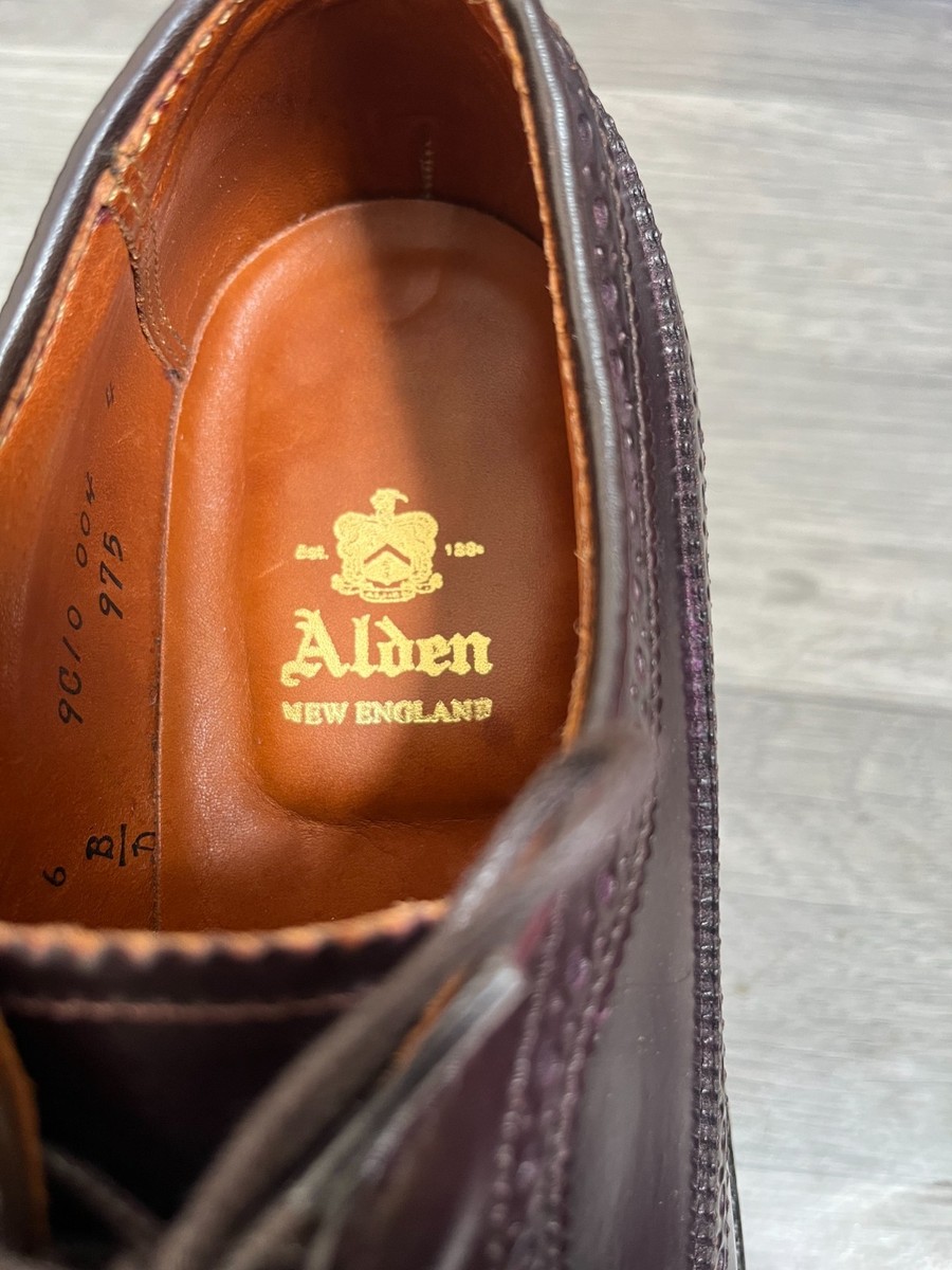 Alden 975 shell cordovan color 8 LONG WING BLUCHER OXFORD SHOES US