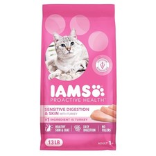 IAMS Sensitive Digestion Skin Dry Cat Food Real Turkey 13lb Bag