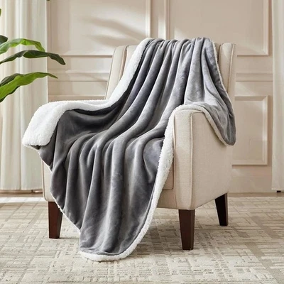 MIA&COCO Electric Heated Blanket Throw Flannel Sherpa Auto-Off Control Christmas Gift UK