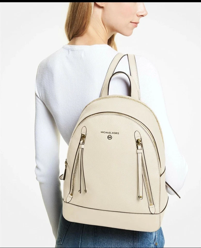 Michael Kors Brooklyn Medium Pebbled Leather Backpack New Without Tags - Image 2 of 4