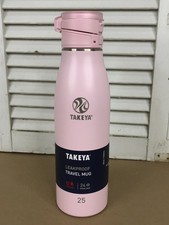 NEW Takeya 25oz Insulated Steel Leakproof Travel Mug Flip-Lock Spout Lid, Pink