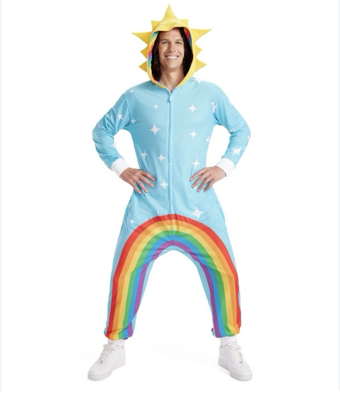 Tipsy Elves Funny Halloween Rainbows Costume Jumpsuit for Men - Large