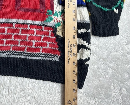 Lecomte Weihnachtspullover Vintage Handstrick Oversize Kuschelige Strickjacke Large - Bild 4 von 6