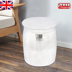Details About Hammered Aluminium Stool Side Table Lamp Coffee Book Plant Stand End Bedside New