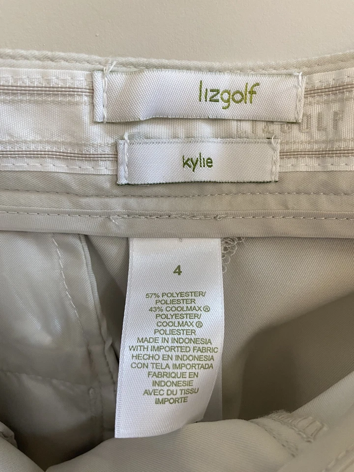Calça de golfe feminina LIZGOLF tamanho 4 Kylie cáqui claro capri **NOVA SEM ETIQUETAS** - Imagem 2 de 3