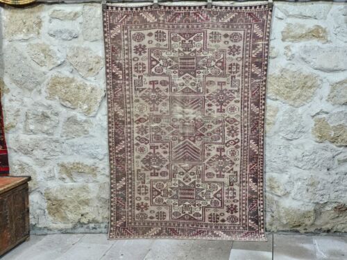 VİNTAGE OLD TURKİSH RUG,HANDMADE DİSTRESSED RUG 4X6 AREA RUG