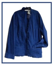 CHICO'S CORD BOUQUET BIANCA JACKET STRATUS BLUE CHICOS SIZE 3 16/18 NWT 89