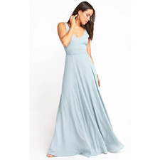 Show Me Your Mumu Jenn Maxi Dress V Neck Flowy Silver Sage Blue XL