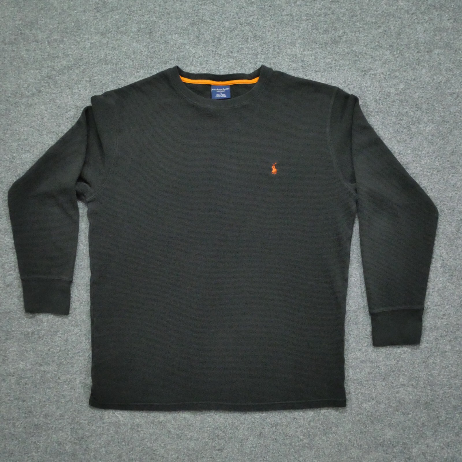 Ralph Lauren Camicia Adulto XL Nero Termico Arancione Piccolo Pony Pigiama Uomo Polo