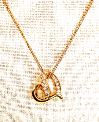 Vintage SARAH COVENTRY Gold Color w/Rhinestones Heart  display picture 2
