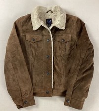 Vintage Gap Suede Leather Trucker Jacket Sherpa Lined Y2k Ladies’ Size M