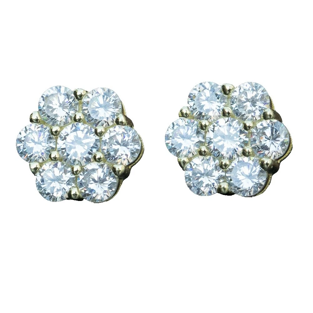 Pendientes de ORO Amarillo de piedra blanca para hombres