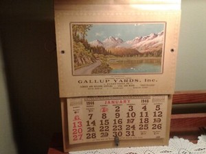 1946 AL-CAN HIGHWAY PICTURE ADVERTISING GALLUP LUMBER YARDS COMPLETE CALENDAR