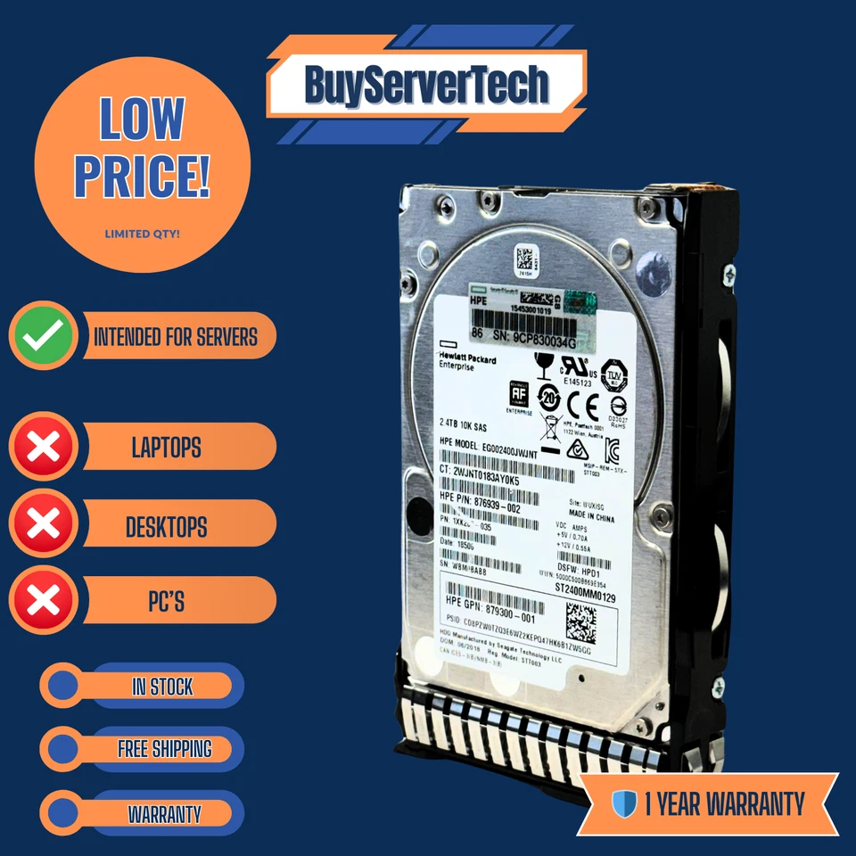 HPE 881457-B21 | 881507-001 2.4TB 10K SAS 12Gb/s 2.5" SFF HDD | 0 Hours | 1-Year - Image 2 of 4