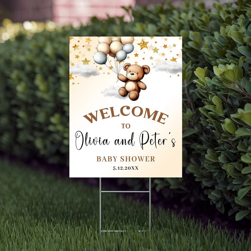 Персонализированный знак приветствия для душа ребенка, знаки для двора с кольями уличные знаки для газона - Изображение 2 из 4