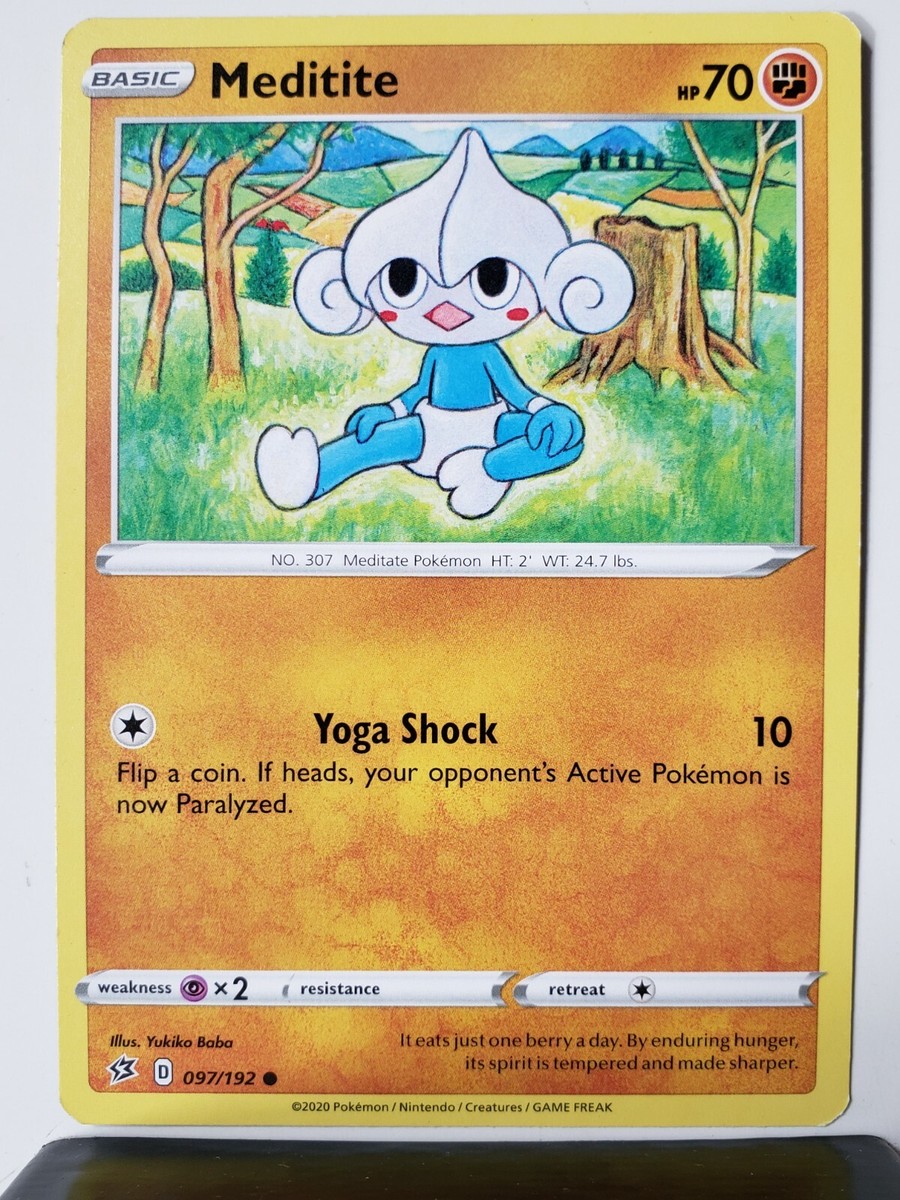 Meditite 097/192 NM - B1G1F - Rebel Clash Pokemon Card - Yukiko Baba Art