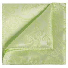 Mens Light Green Paisley Pocket Square Hanky Handkerchief