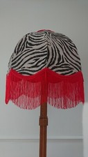 Handmade dome lampshade in zebra print animal fabric standard lamp or ceiling