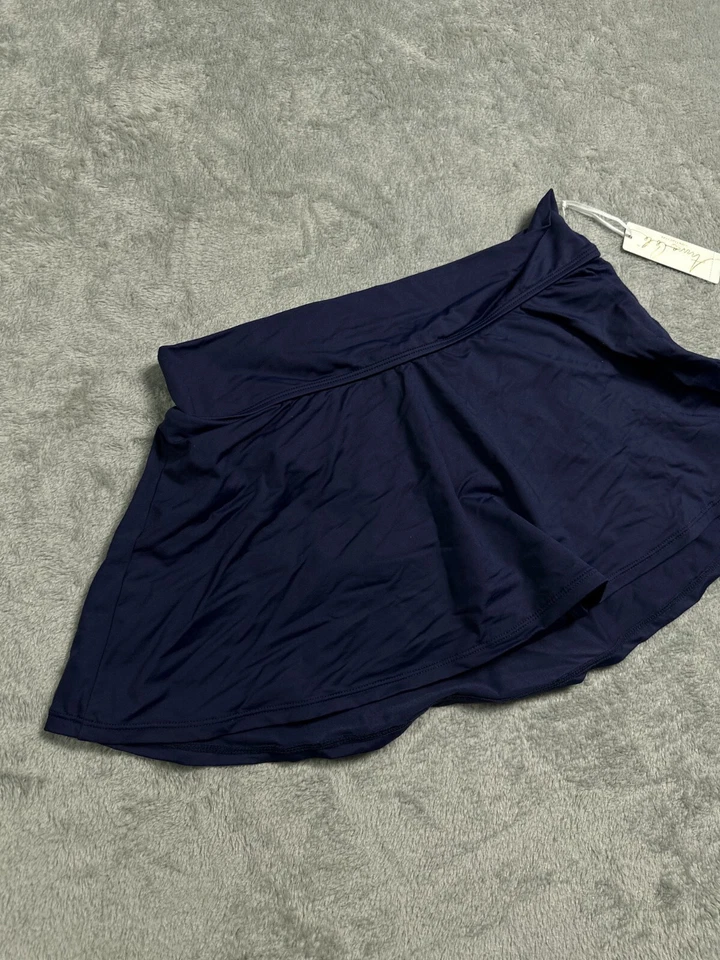 NWT Womens Large Swim Skirt Bikini Bottom Wide Ban Waist Navy Blue Anne Cole - Image 2 of 4