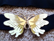 Vintage 80s Butterfly Clasp Elastic Belt VGC