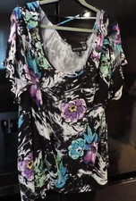 BRAND NEW ANTTHONY ORIGINAL FLORAL SHIRT BLOUSE TOP BLACK BLUE PURPLE 2X XXL