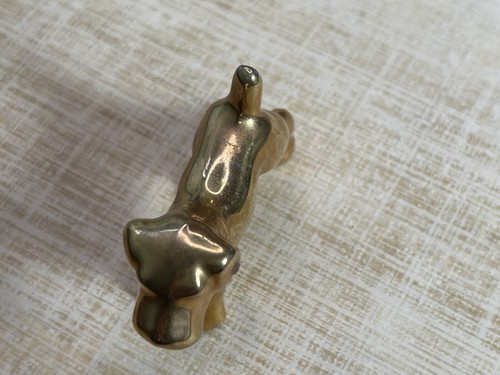 Miniature Vintage Porcelain Gold Dog - Picture 2 of 9
