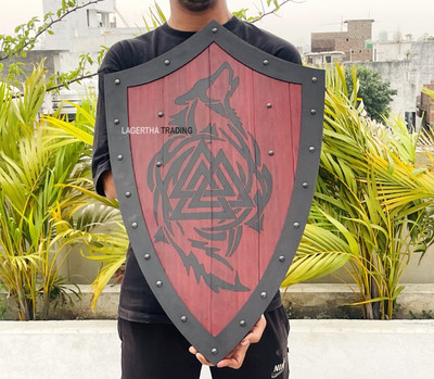 Fenrir Red Wolf Authentic Battleworn Heater Shield