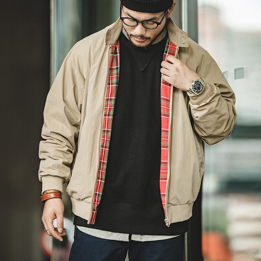 Men's Vintage Harrington Jacket Retro zip Coat Classic Style Men's Vintage Harrington Jacket Retro zip Coat Classic Style