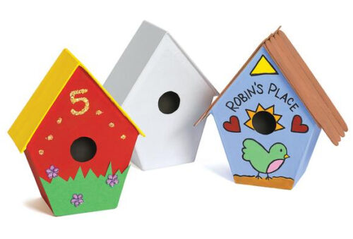 6 x Bird House box decoupage 6 piece pack shapes craft decopatch party activity  - Imagen 1 de 5