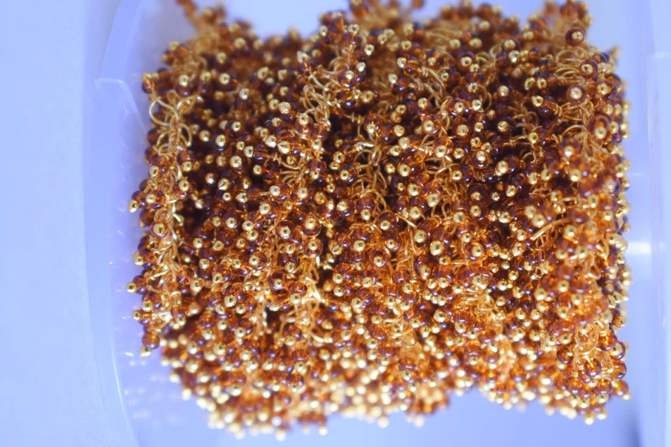 2mm Garnet Glass Beaded Jewelry Chain Bulk Roll – Thick Rosary Grapes Chain - Image 3 of 4