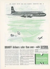 1951 Monsanto Skydrol Ad Braniff International Airway Douglas DC-6 Airliner