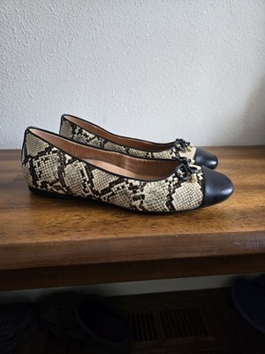 Vionic Klara Ballet Flat Women's 8.5 Snakeskin with Black Cap Toe Slip On