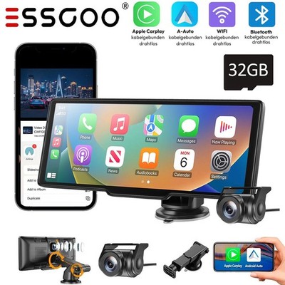 ESSGOO 4K Dashcam 32GB Carplay Android Auto Vorne Rückfahrkamera Universal DVR