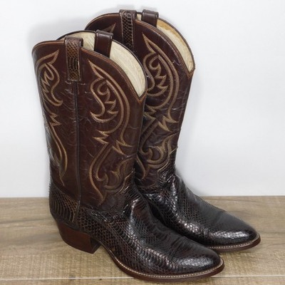 Vintage Dan Post Exotic Python Snakeskin Cowboy Western Boots Men's Size 9 B