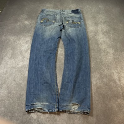 Evisu bootcut Jeans W33 L34 blue 2000s vintage style rare backprint A134