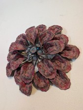 11" Metal Flower Indoor Wall Hanging 3-D Decor Rust Red Teal Brown Neutral Color