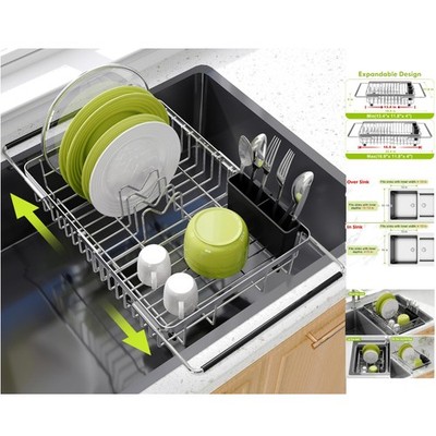 Sturdy Adjustable Dish Rack for Kitchen Sink - Expandable Stainless Steel Design