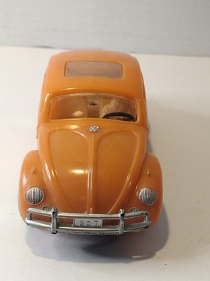 Vintage CH Toys No. 607 Hong Kong 6 Inch Volkswagen Beetle Friction Plastic Car.
