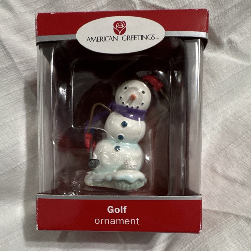 American Greetings Golf Snowman Christmas Ornament Hanging MPN 06080010